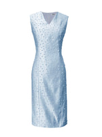 light blue dress with pearls