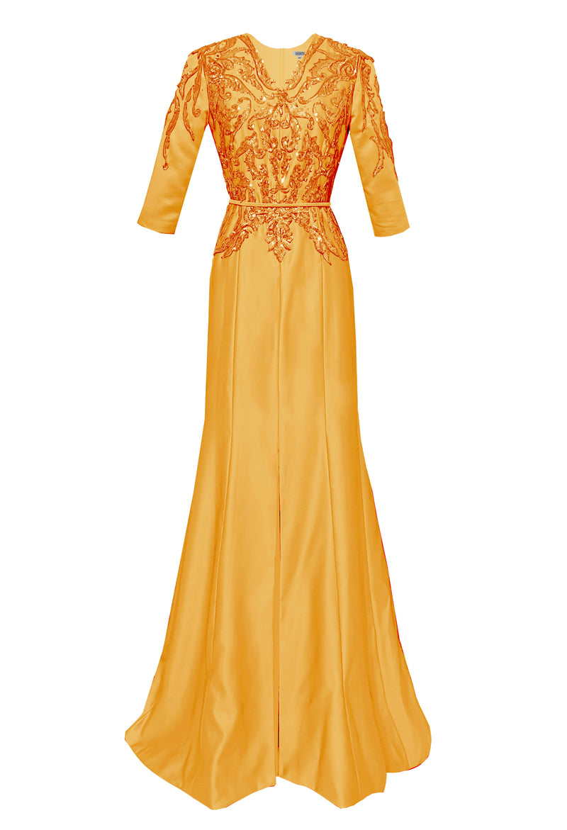 Mandalay Sequin Evening Gown with Sleeves CaeliNYC Mandalay Sequin Evening Gown with Sleeves CaeliNYC