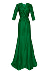 green gown with sparkle