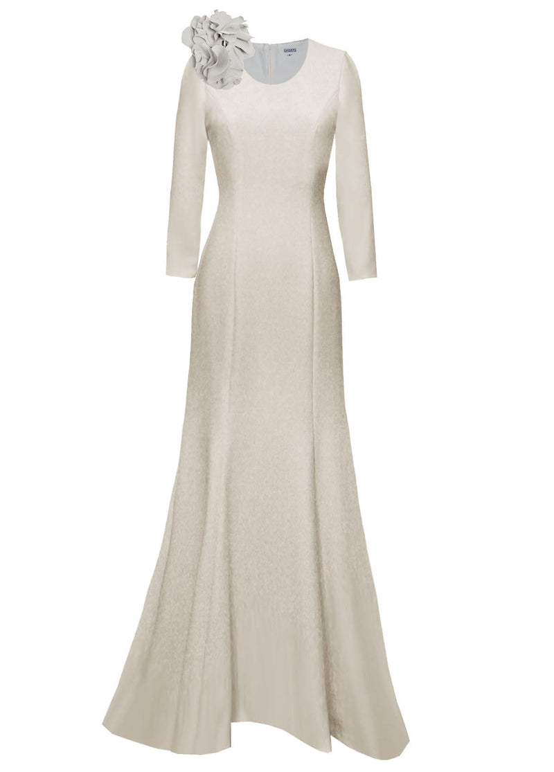gown with long sleeves