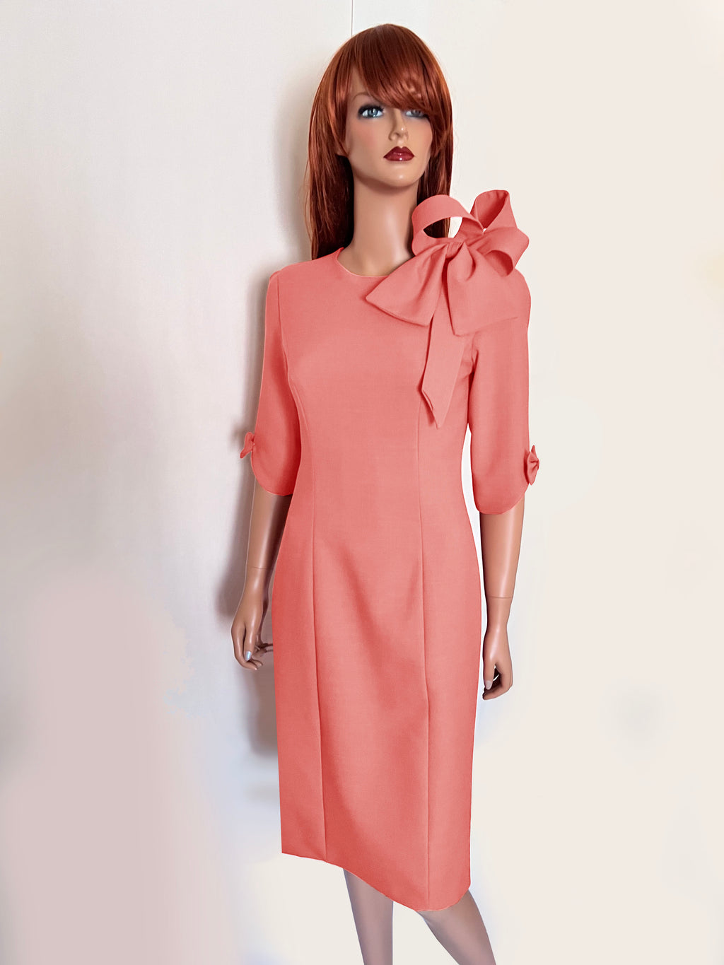 Orleans Sheath Dress with Bow and 3/4 Sleeves