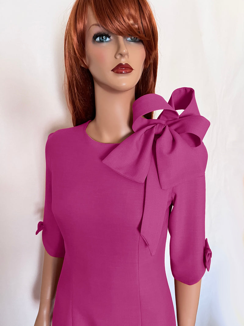 Orleans Sheath Dress with Bow and 3/4 Sleeves