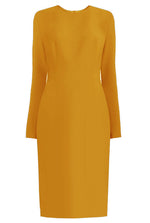yellow Long Sleeves Sheath Dress