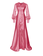 Solstice Satin Wedding Gown with Bishop Sleeves