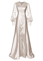  Satin Wedding Gown with Bishop Sleeves