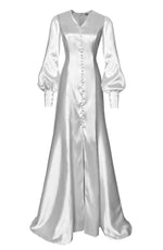 Satin Wedding Gown with Bishop Sleeves