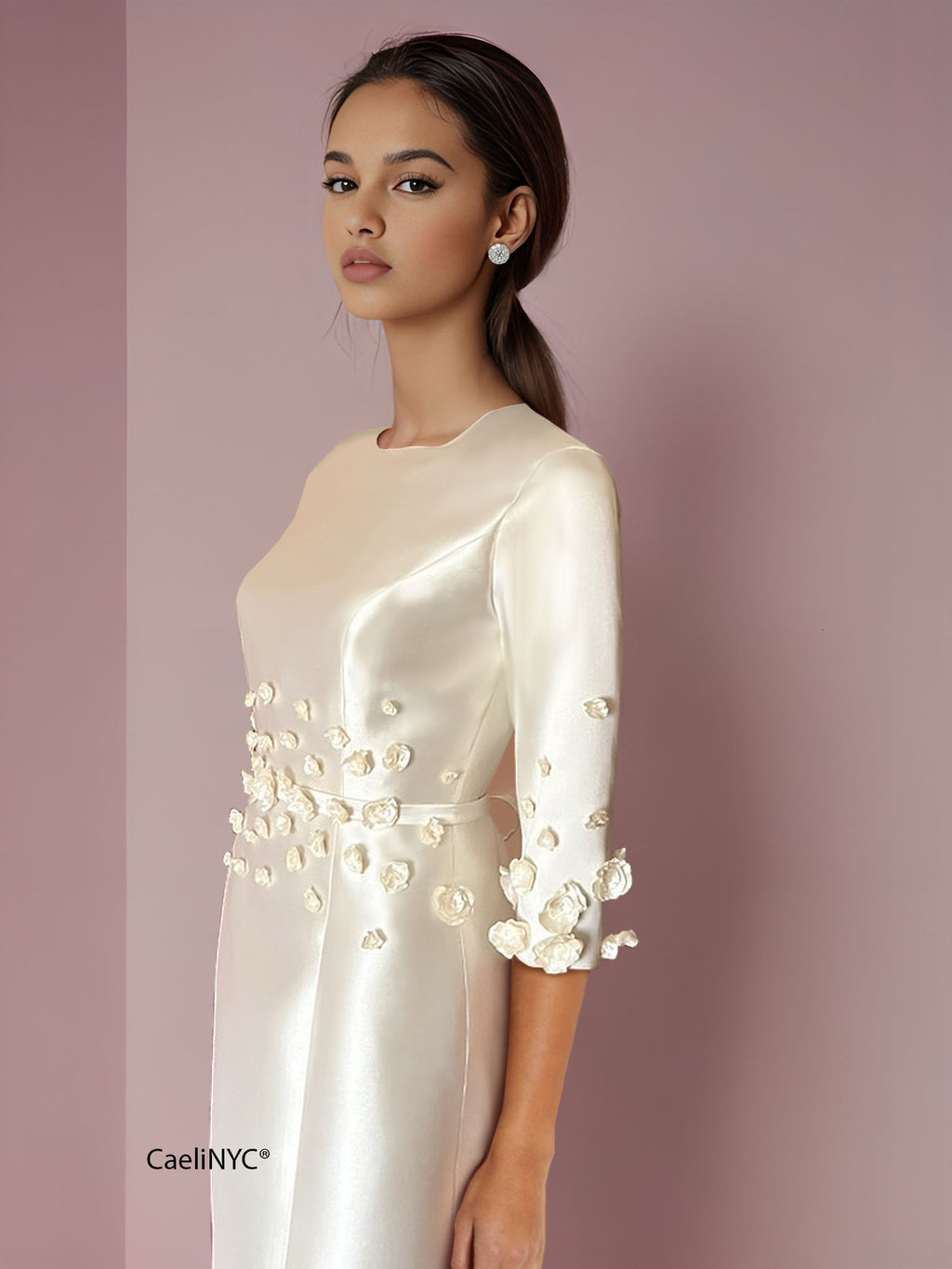CaeliNYC Sorella Modest evening gown, floor length evening dress for special occasions, modest fashion, mother of the bride, gowns for weddings, gown with sleeves, formal dress with sleeves
