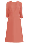 coral CaeliNYC Tuscany A-line Dress with 3/4 Sleeves