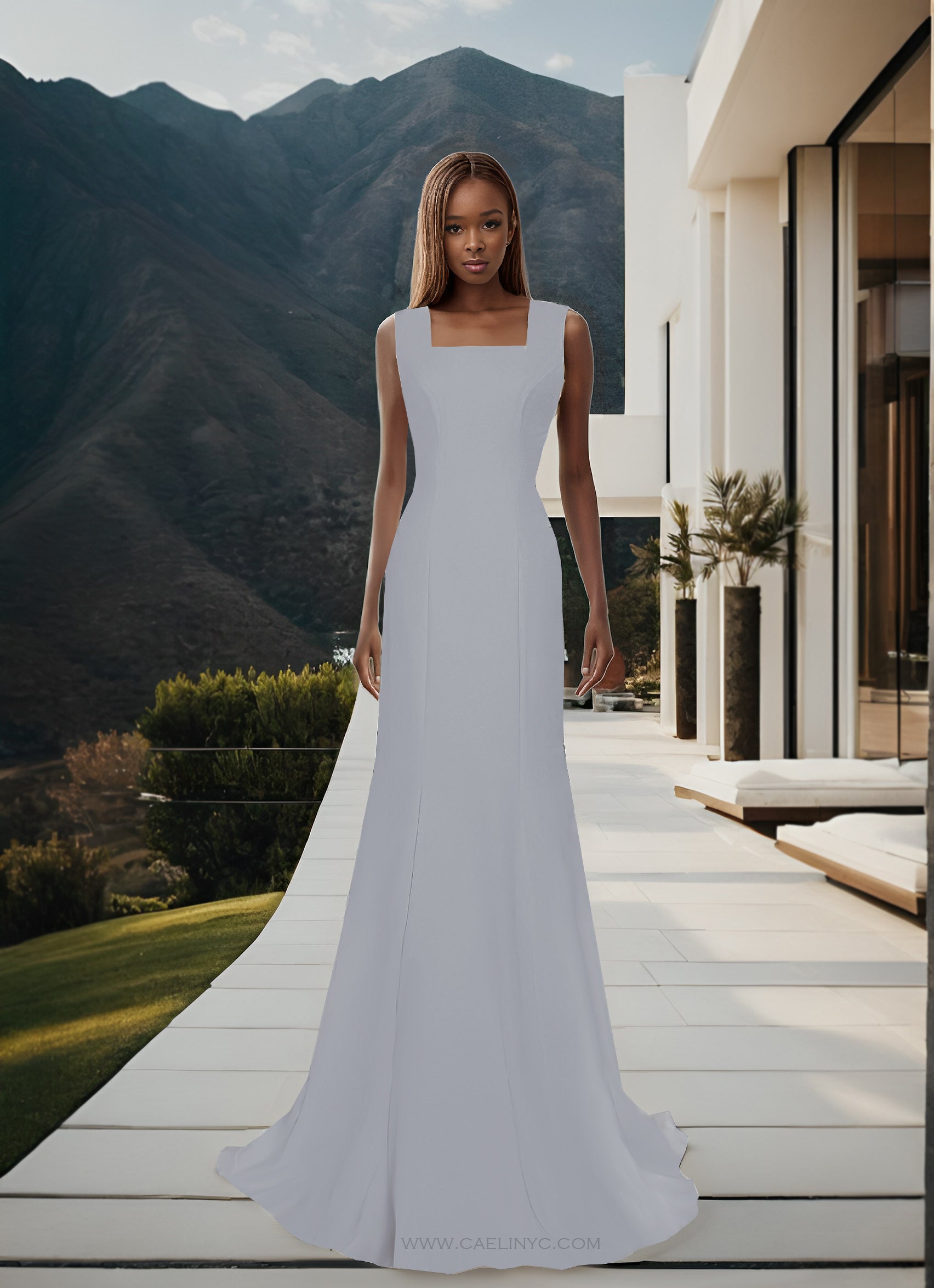 Vienna Minimalist Gown with Square Neckline - More Colors