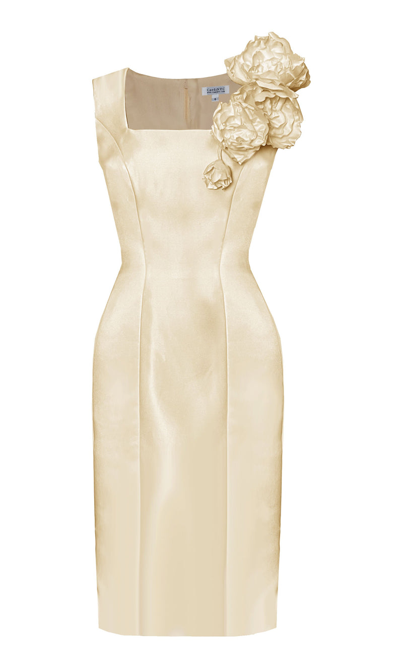 blank space flower dress Asteria Little White Dress with Flowers 6 / Blush Pink
