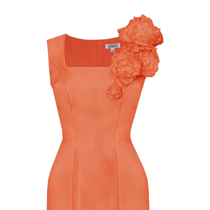 coral sheath cocktail dress