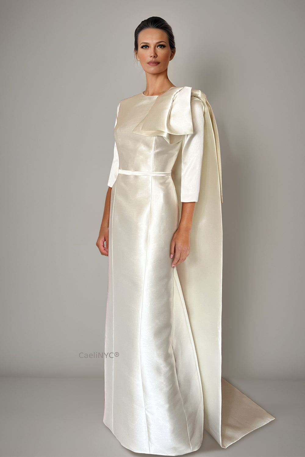 designer modest dresses Emmeline Mini Puff Sleeve Modest Wedding Dress
