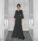 Eventide Satin Gown with Bell Sleeves