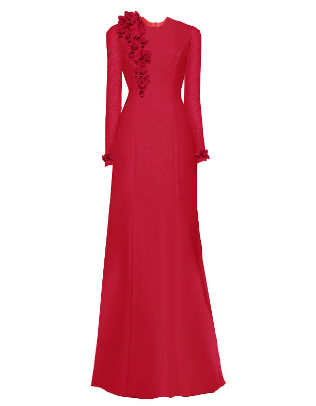 Modern Modest Gown With Petals Design CaeliNYC Modern Modest Gown With Petals Design CaeliNYC