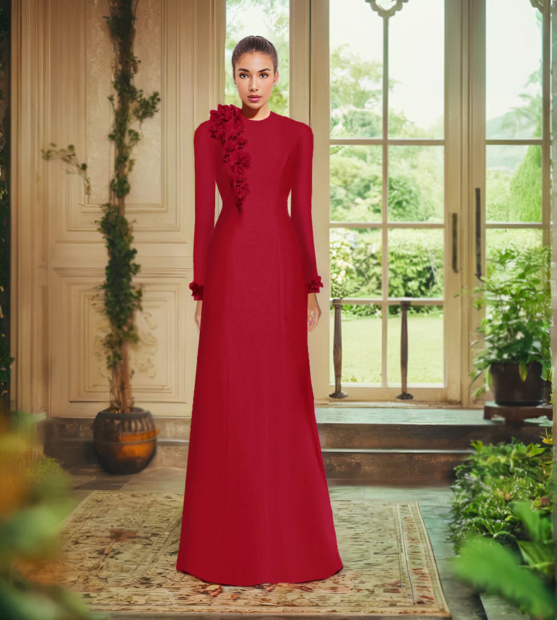 Fairflora Long Sleeve Gown With Petals