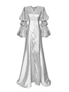Glow Satin Wedding Gown with Layered Puff Sleeves