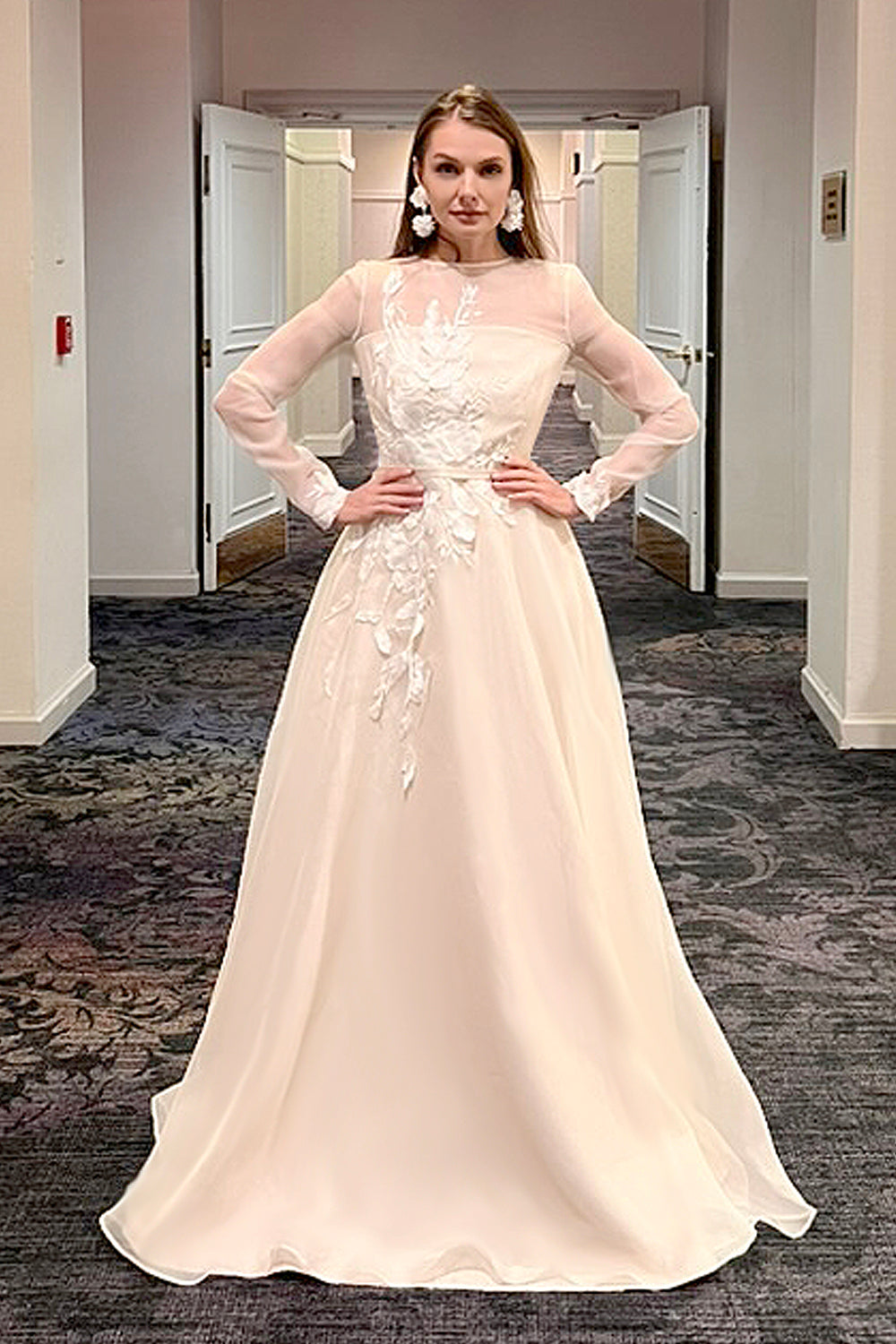 Hessen Silk Organza Gown with Embroided Lace Appliqus 2 Hessen Silk Organza Gown with Embroided Lace Appliqus 2