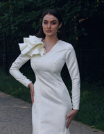 off white  gown with sleeves 