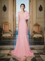 Kolby Gown with Square Neckline and Large Statement Bow