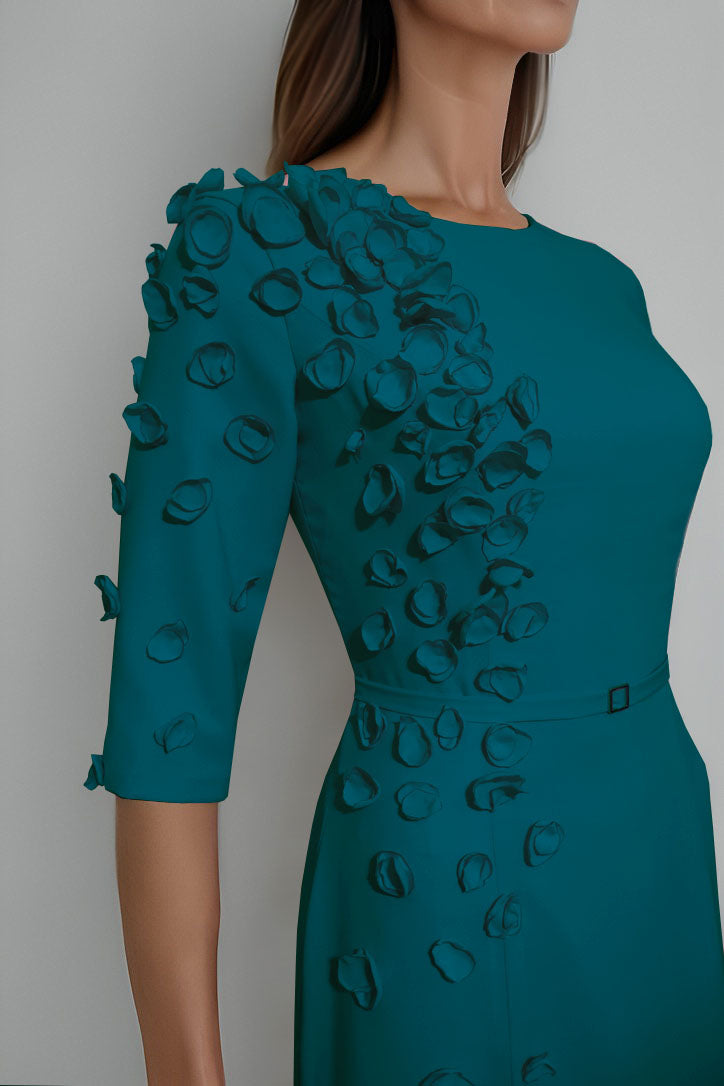 cocktail modest dresses Mae Red Modern Modest Gown with Petals – CaeliNYC®