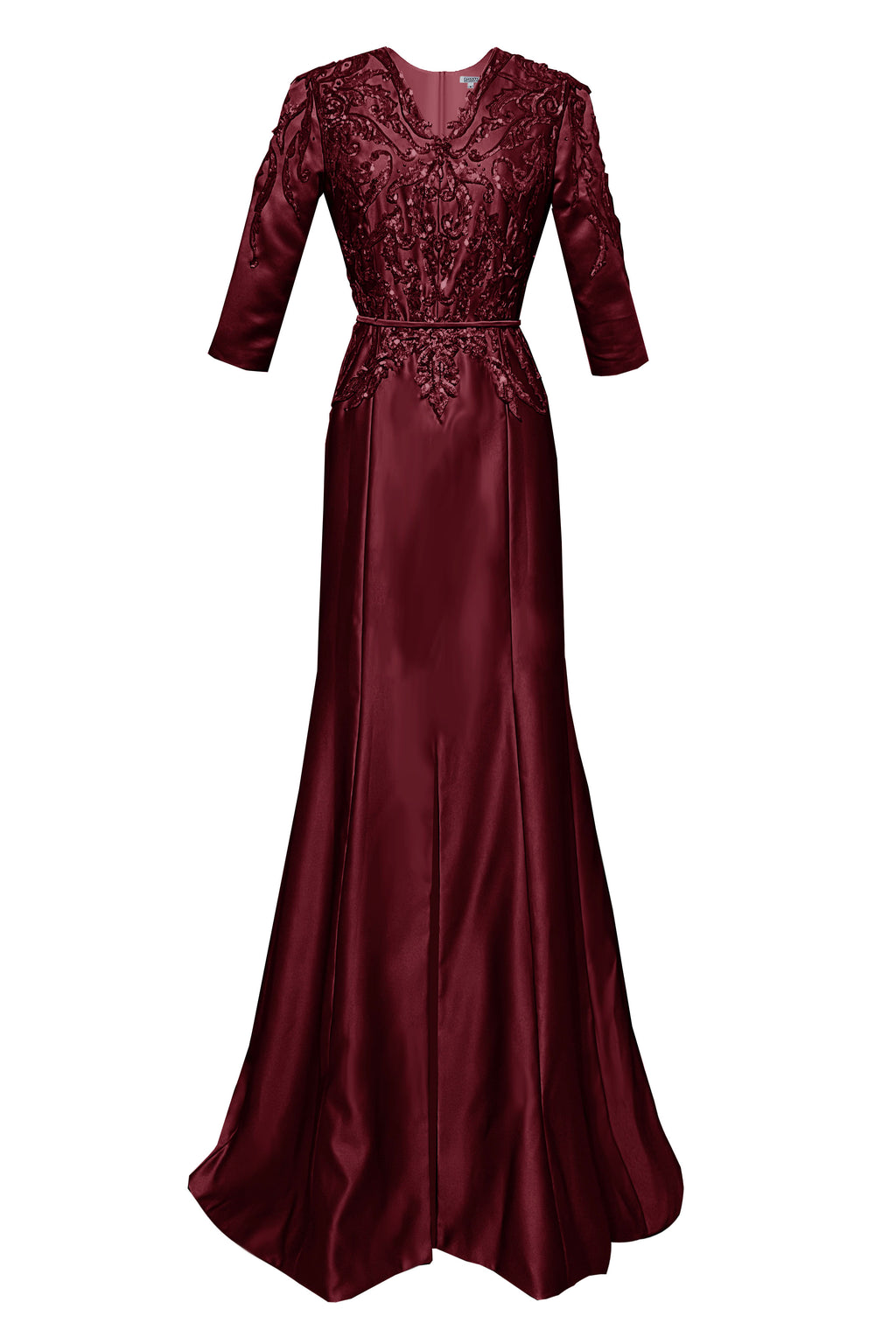 Mandalay Burgundy Formal Gown with Sleeves