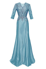 Mandalay Light Blue Elegant Long Dress with Sleeves