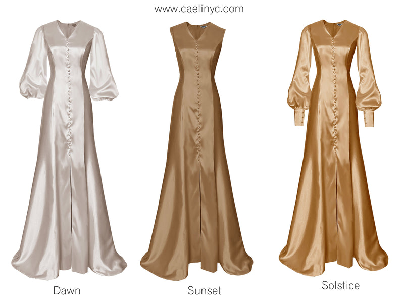Solstice Satin Gown with Sleeves 