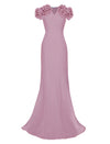 light purple gown with short sleeves