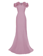 light purple gown with short sleeves