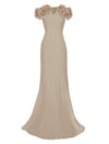 champagne gown with short sleeves