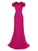 fuchsia gown with short sleeves