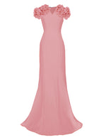pink gown gown with short sleeves