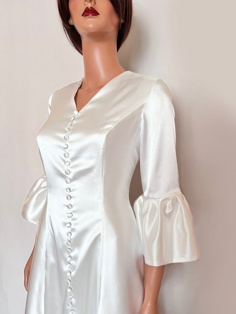 white button down silk gown