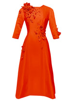 Orange Adaline Cocktail Dress with 3D Flowers and Rhinestones