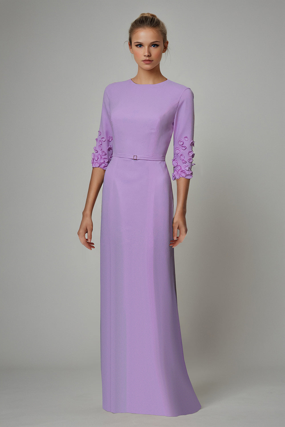 purple modest dress Modest Formal Cape Dress G569