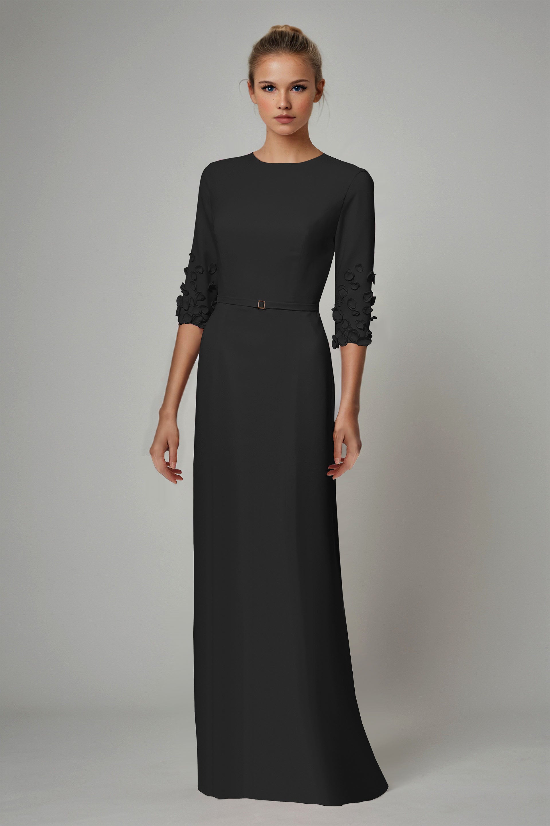 Soarla Modest formal dress with Sleeves - Magenta 2 / Custom color Soarla Modest formal dress with Sleeves - Magenta 2 / Custom color