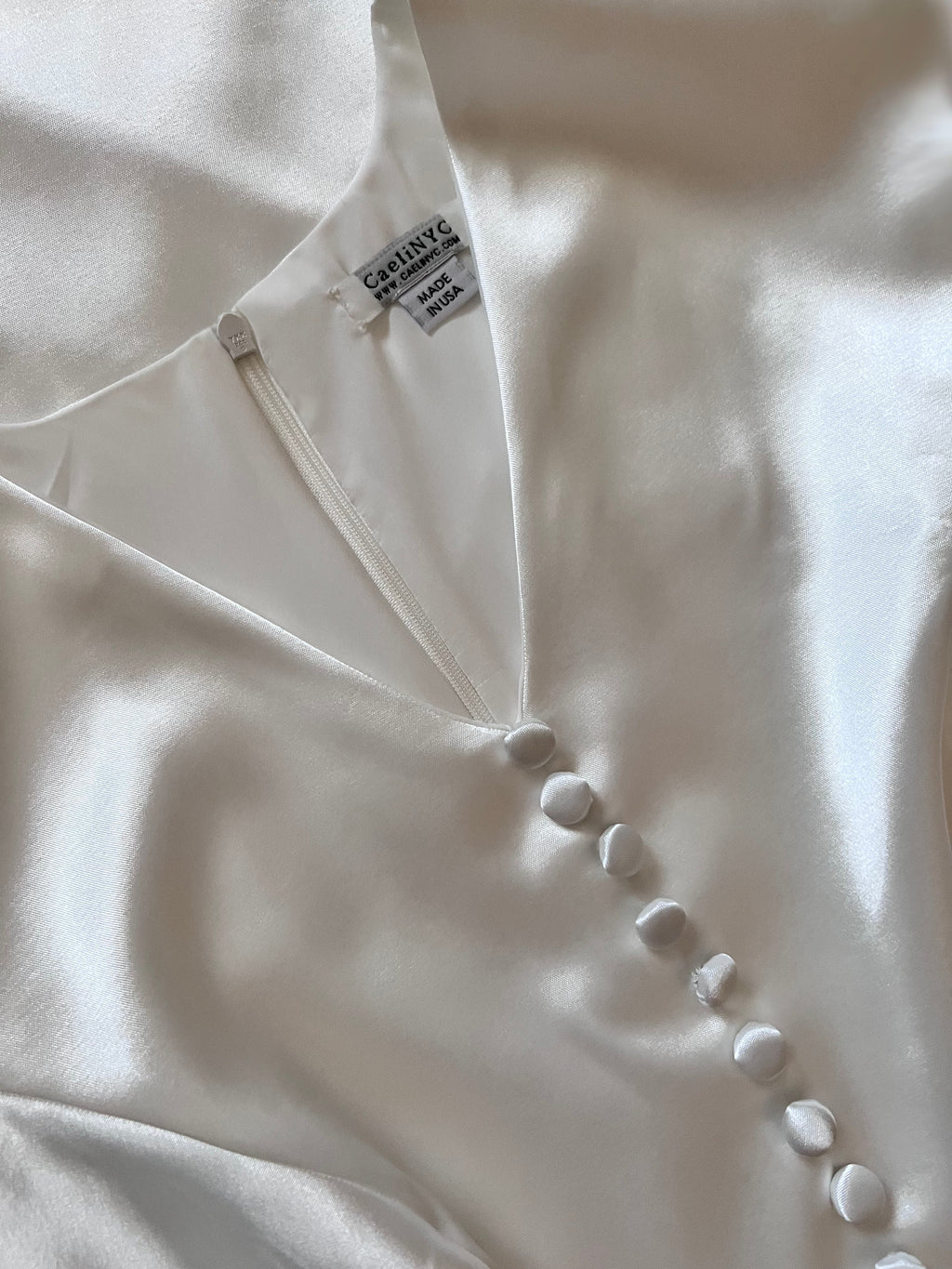 Eventide Satin Wedding Gown with Bell Sleeves