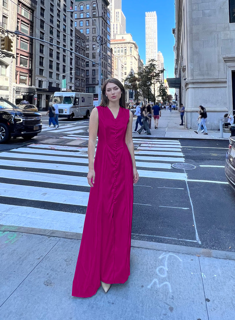 Sunset Satin Gown with buttondown design