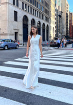 Sunset Satin Gown with buttondown design