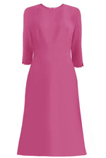 CaeliNYC Tuscany A-line Dress with 3/4 Sleeves fuchsia