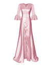 Twilight Satin Gown with Flounce Sleeves