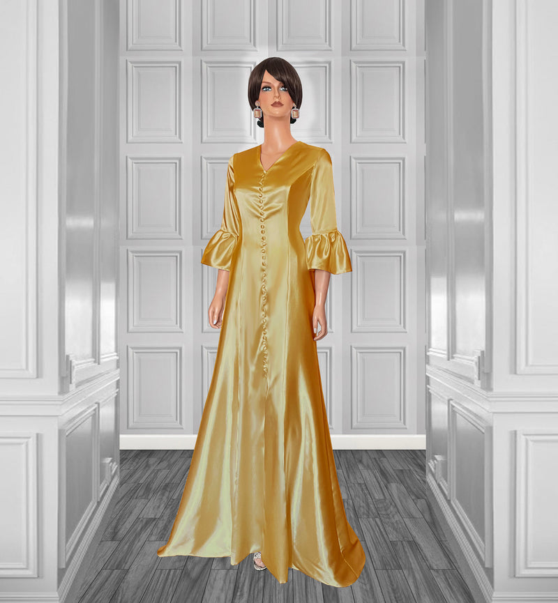 Twilight Silk Satin Wedding Gown with Flounce Sleeves 12 / Light Blue Twilight Silk Satin Wedding Gown with Flounce Sleeves 12 / Light Blue