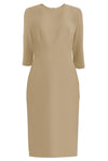 Zurich Tan Sheath Dress with 3/4 Sleeves