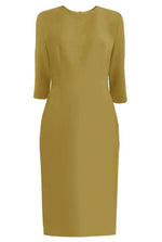 Zurich Olive Sheath Dress with 3/4 Sleeves