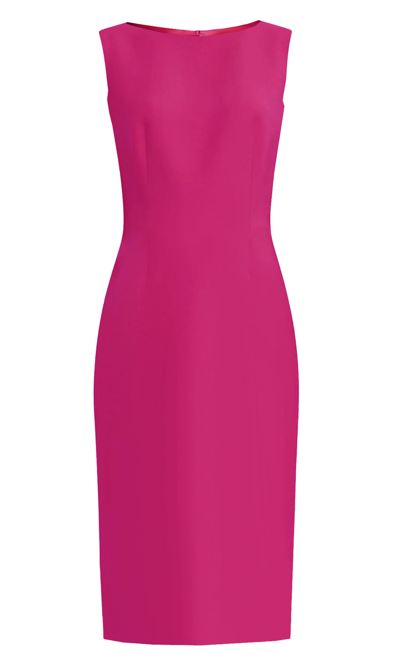 Fuchsia Sheath Dress with Boat Neckline Aspen by CaeliNYC – Caeli Couture