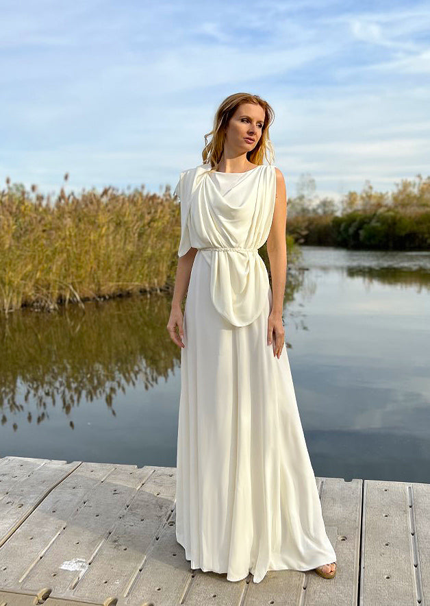 Elektra Loose Draped Gown with Removable Belt 6 / Blush Pink Elektra Loose Draped Gown with Removable Belt 6 / Blush Pink