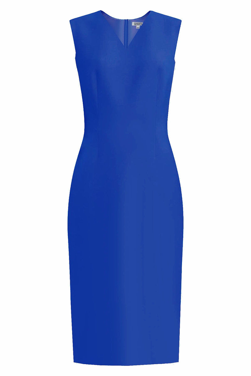 Kateri Royal Blue V-Neck Sheath Dress – Caeli Couture