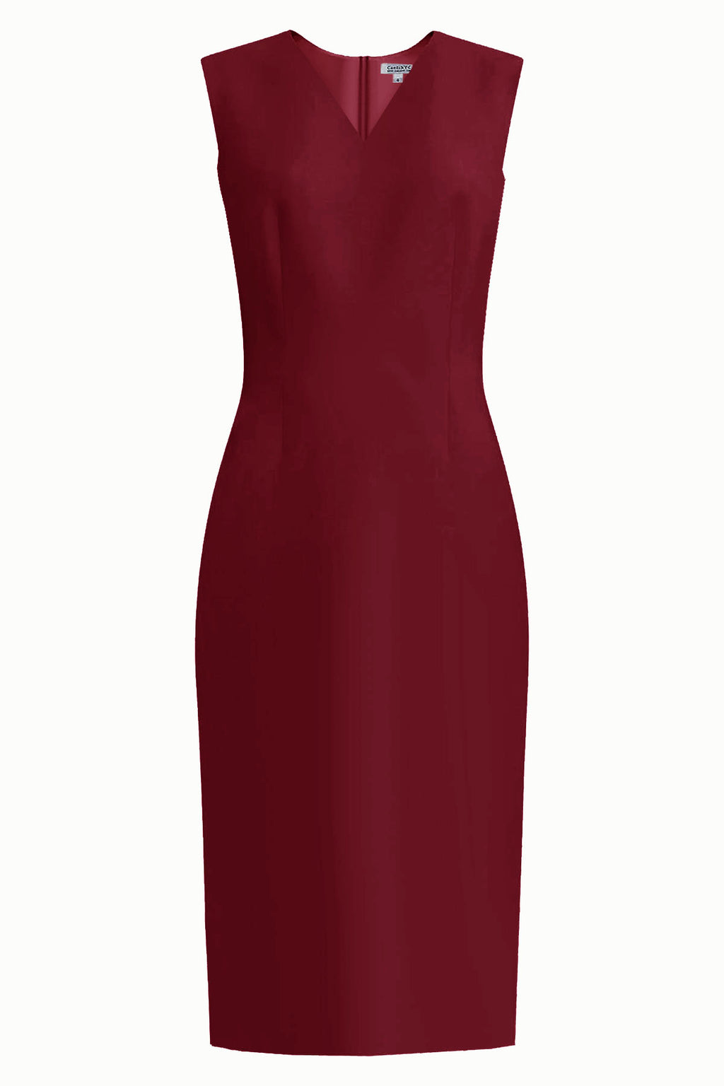 Kateri V-Neckline Burgundy Sheath Dress