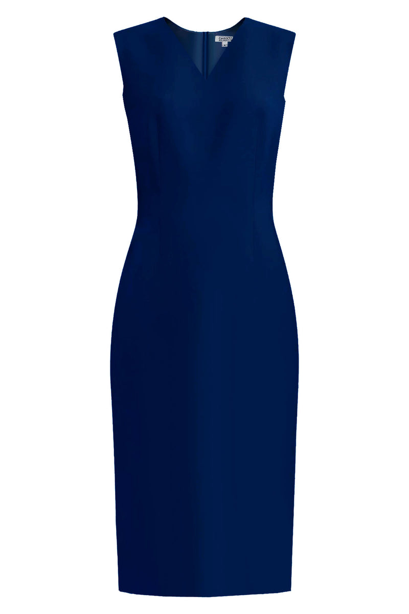 Kateri V-Neck Dark Blue Sheath Dress