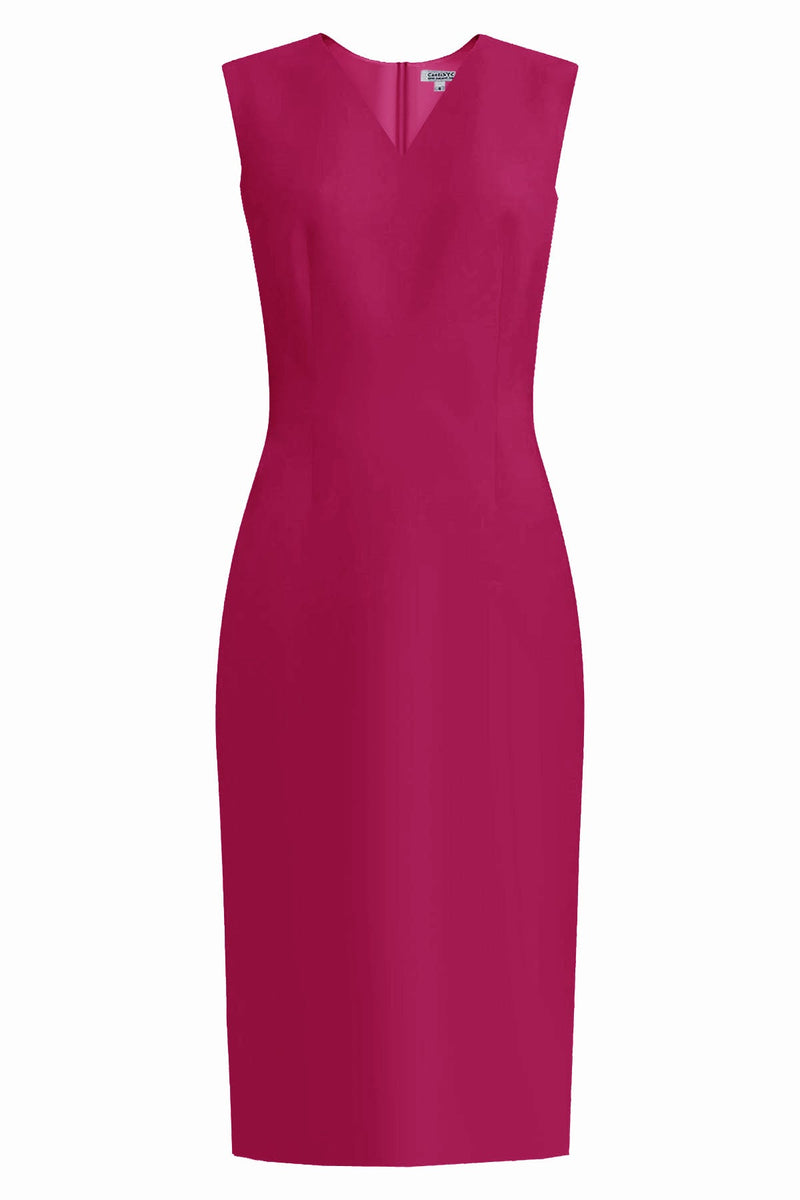 Kateri V-Neck Fuchsia Sheath Dress – Caeli Couture
